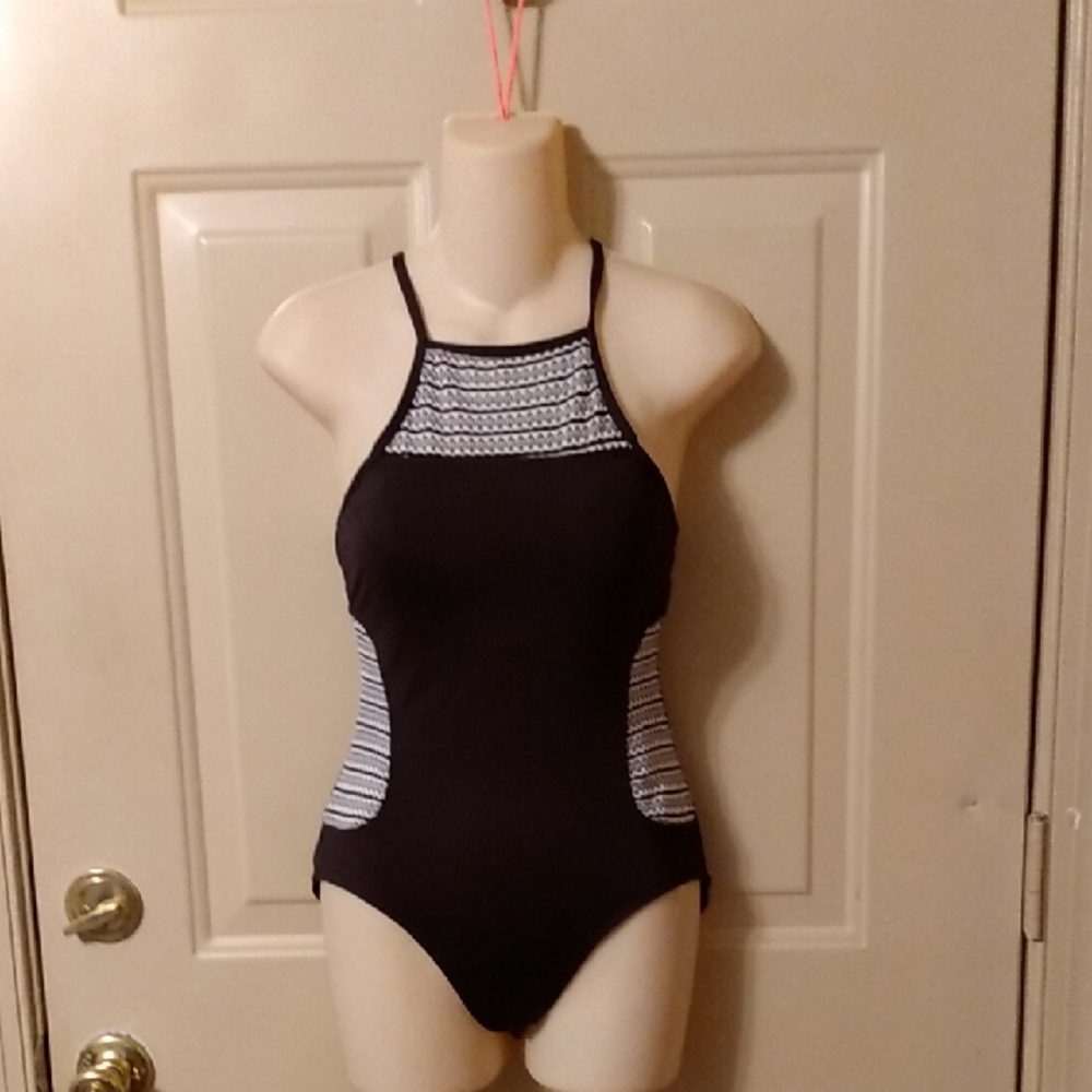 Anne cole Black One Piece Crochet Cut Out Swimsuit